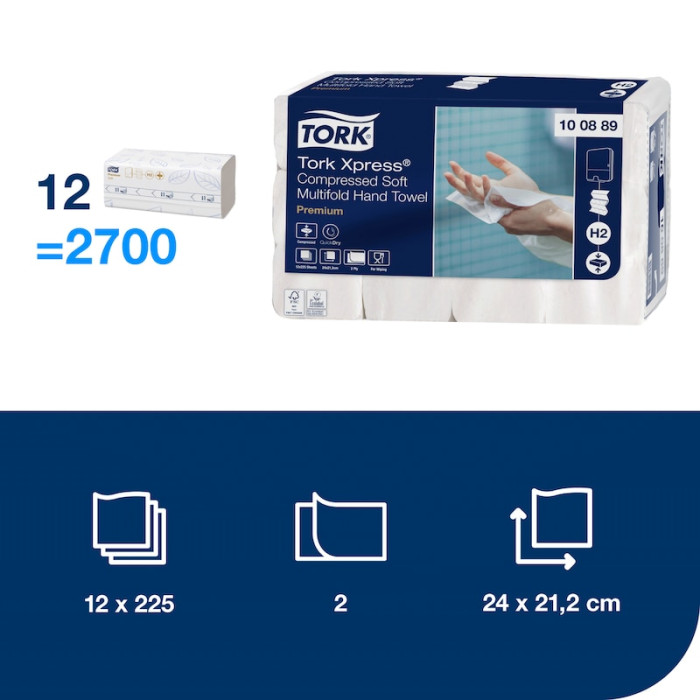 Бумажные полотенца Tork Xpress Multifold 2 слоя 225 листов