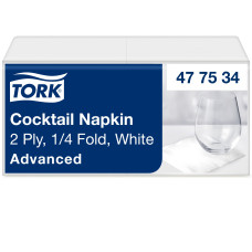 Салфетки бумажные Tork Advanced 24×24 см 2 слоя белые коктейльные 200 шт