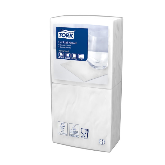 Салфетки бумажные Tork Advanced 24×24 см коктейльные 200 шт