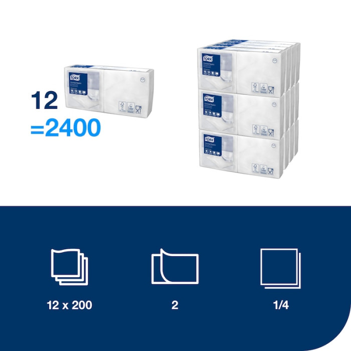 Салфетки бумажные Tork Advanced 24×24 см коктейльные 200 шт