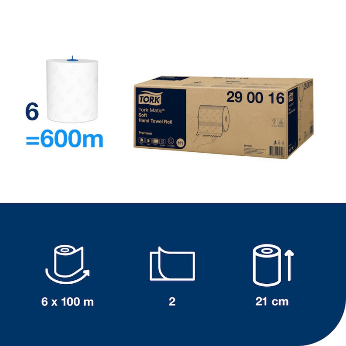 Паперові рушники Tork Matic Premium Soft рулонні 2 шари 100 м