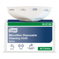Серветки з мікрофібри Tork одноразові 340×295 мм білі 40 шт