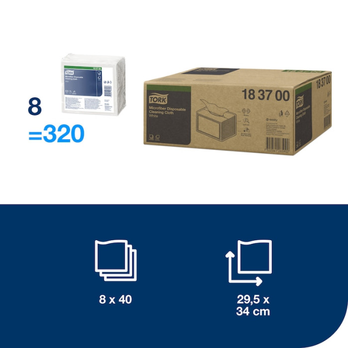 Салфетки из микрофибры Tork 340×295 мм 40 шт