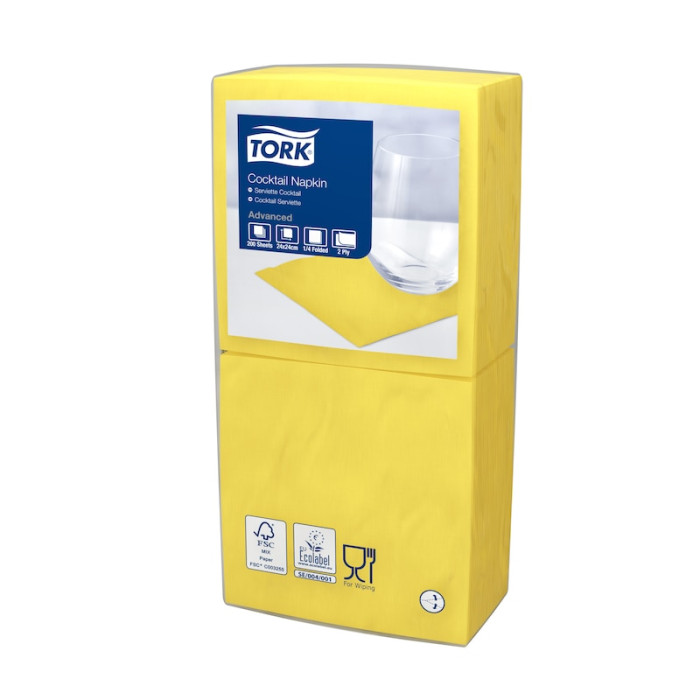 Серветки паперові Tork Advanced 24×24 см коктейльні 200 шт