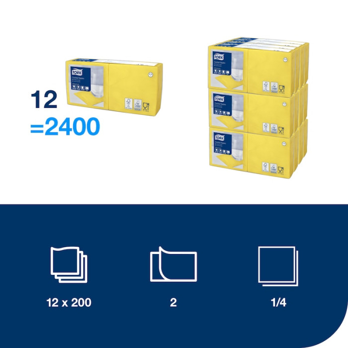 Серветки паперові Tork Advanced 24×24 см коктейльні 200 шт
