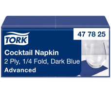 Серветки паперові Tork Advanced 24×24 см 2 шари сині коктейльні 200 шт