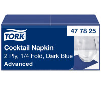 Салфетки бумажные Tork Advanced 24×24 см 2 слоя синие коктейльные 200 шт