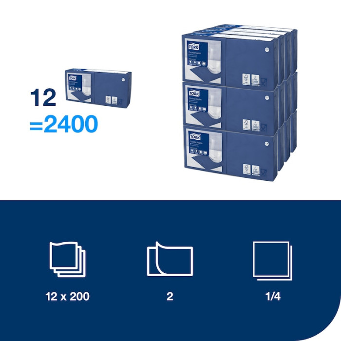 Салфетки бумажные Tork Advanced 24×24 см коктейльные 200 шт