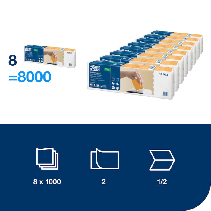Оранжевые салфетки для диспенсера N4 Interfold 21,3х16,5 см 1000 шт.