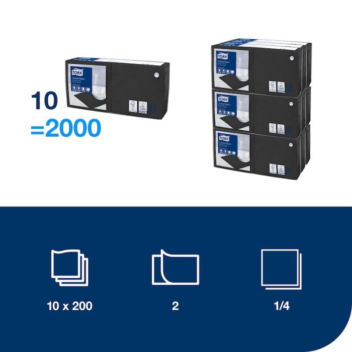 Салфетки бумажные Tork Advanced 24×24 см коктейльные 200 шт