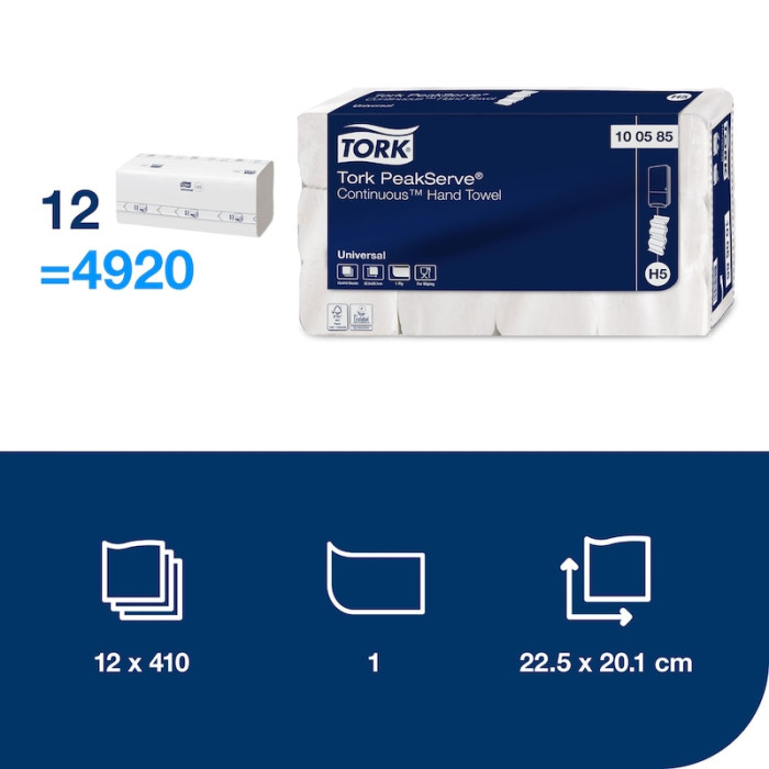 Паперові рушники Tork PeakServe 1 шар 410 листів