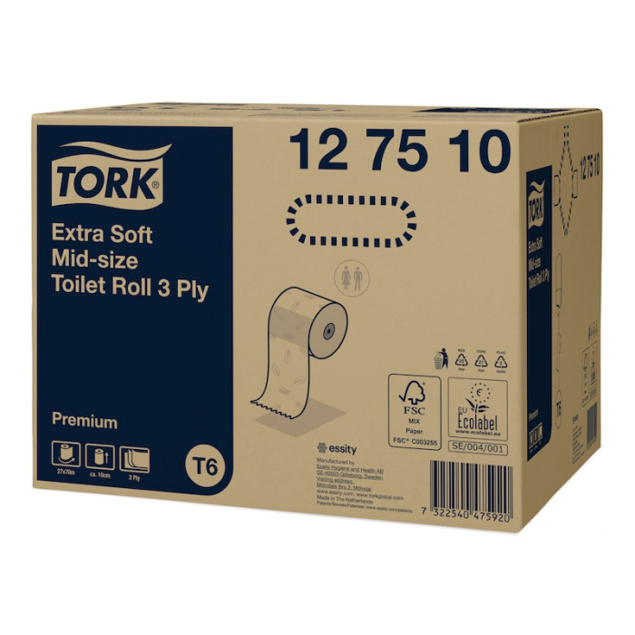 Туалетная бумага Tork Premium Extra Soft midi рулонная 3 слоя 70 м