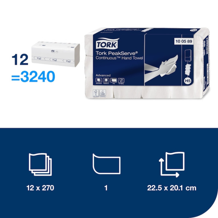 Паперові рушники Tork PeakServe Advanced 1 шар 270 листів