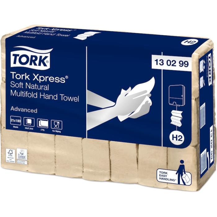 Бумажные полотенца Tork Xpress Advanced Soft Multifold 2 слоя натуральные