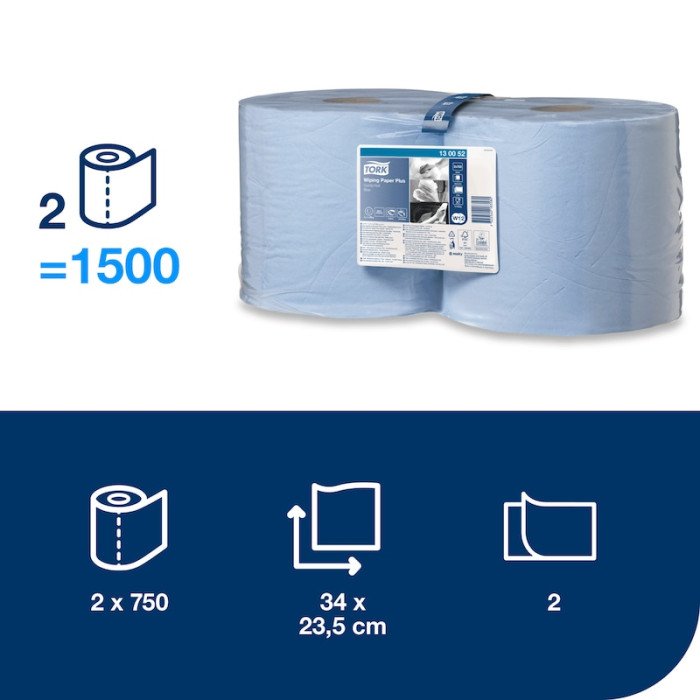Протиральная бумага Tork Advanced рулонная 2 слоя 255 м