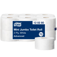 Туалетная бумага Tork Advanced рулонная mini jumbo 2 слоя белый 170 м