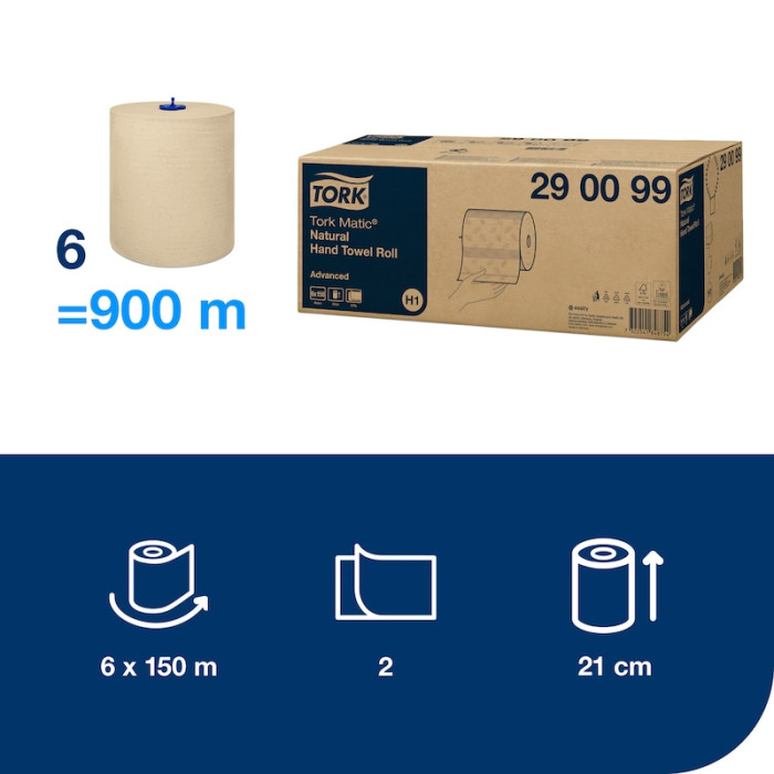 Паперові рушники Tork Matic Advanced рулонні 2 шари 150 м натуральні