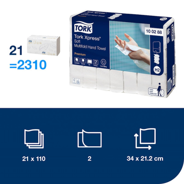 Паперові рушники Tork Xpress Premium Soft Multifold 2 шари