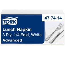 Серветки паперові Tork Advanced 33×33 см 3 шари білі 150 шт