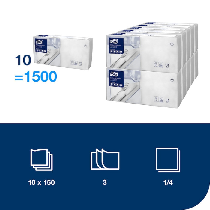 Салфетки бумажные Tork Advanced 33×33 см 150 шт