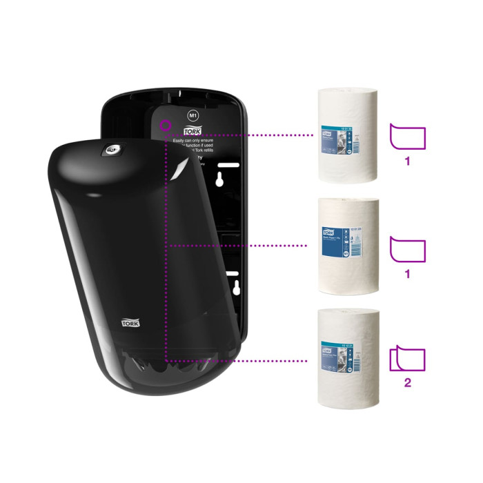 Диспенсер Tork Elevation Mini для полотенец с центральной вытяжкой черный