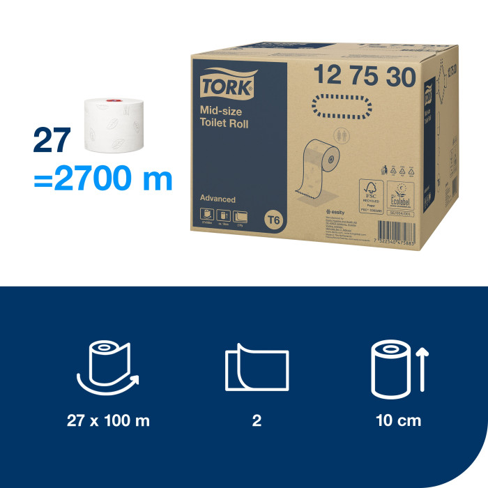 Туалетний папір Tork Advanced midi рулонний 2 шари 100 м