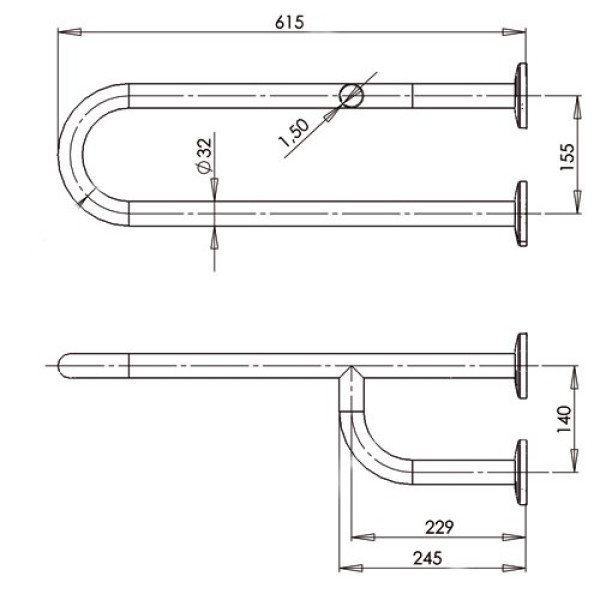 Поручень для осіб з інвалідністю потрійний правий MEDIEPOXY