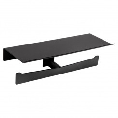 Утримувач туалетного паперу Аура з полицею чорний