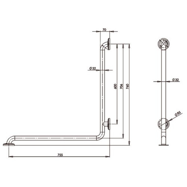 Поручень для осіб з інвалідністю кутовий MEDIEPOXY