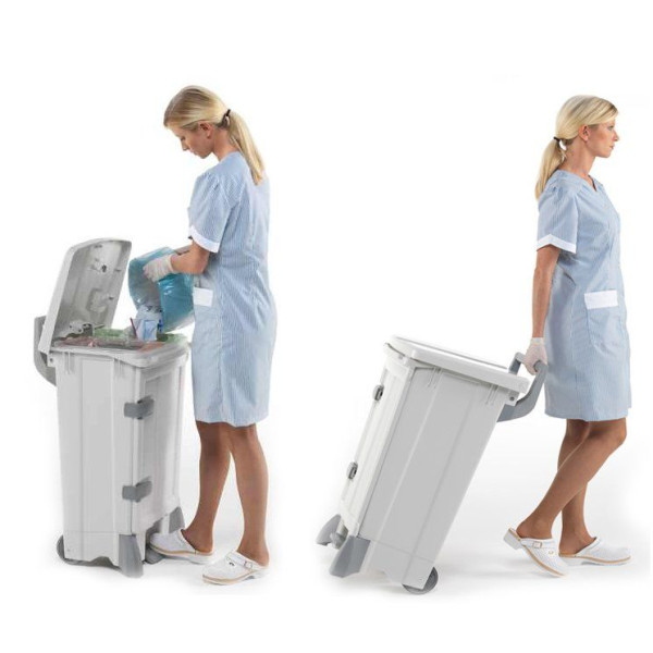 Контейнер для сміття з колісками без кришки на 90л.