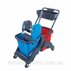 Візок для збирання двовідерний пластиковий, повна комплектація з відрами 25 літрів