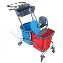 Візок двовідерний хромований з тримачем мішка, повна комплектація з відрами 25 л.