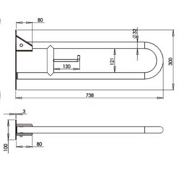 Поручень для осіб з інвалідністю відкидний MEDIEPOXY