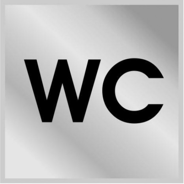 Інформаційна табличка Туалет WC зі сталі сатин 100×100 мм
