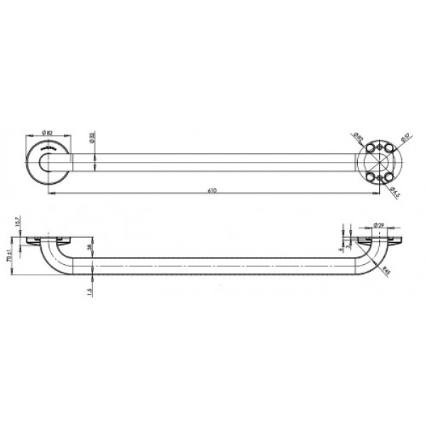 Поручень для осіб з інвалідністю прямий MEDIEPOXY