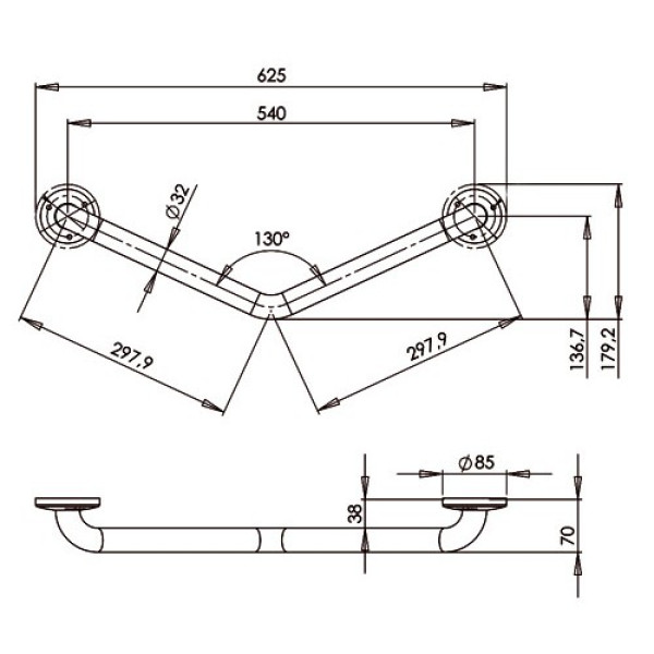 Поручень для осіб з інвалідністю кутовий MEDIEPOXY
