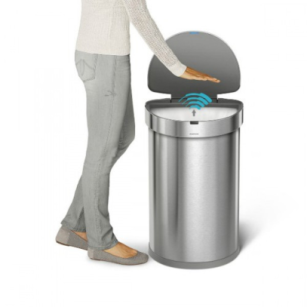 Урна напівкругла сенсорна 45л FPP з кишенею для мішків