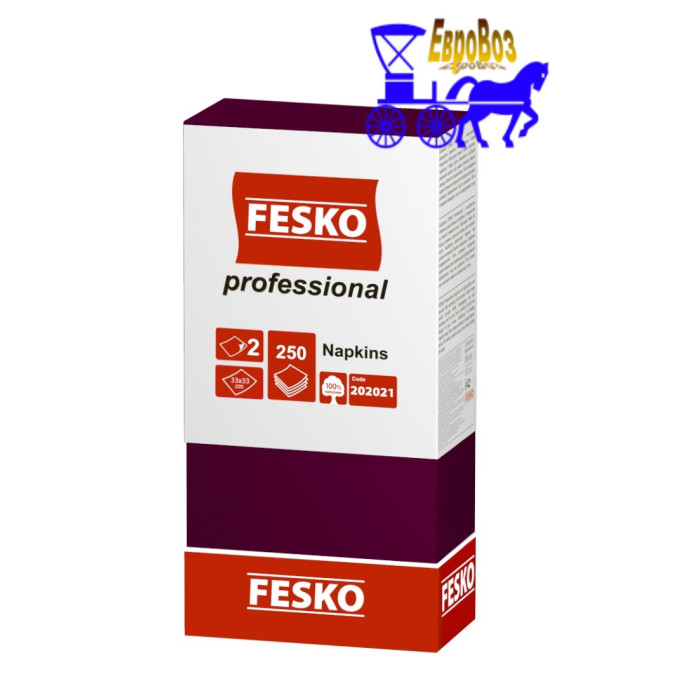 Серветки Fesko Professional 33х33 двошарові 250 листів бордо