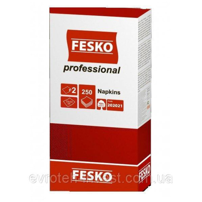 Серветки Fesko Professional 33х33 двошарові 250 листів червоні
