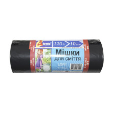 Пакеты для мусора 120 л крепкие полиэтиленовые черные 30 мкм 10 шт