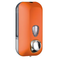 Дозатор рідкого мила 550 мл помаранчевий Soft Touch настінний пластиковий