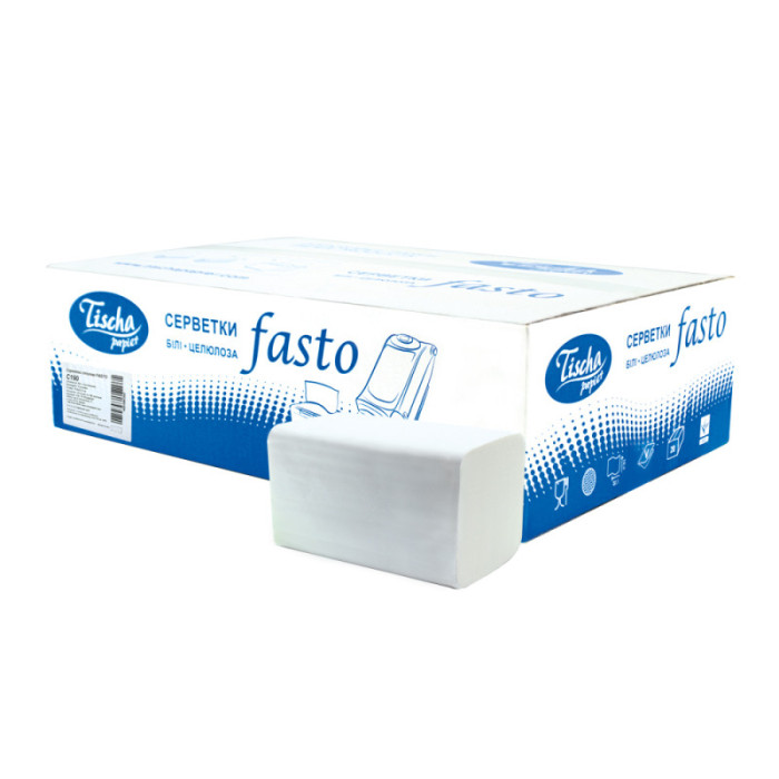 Диспенсерные салфетки FASTO белые 2-слойные 16,9х22,5 см 20 пачек по 190 шт.