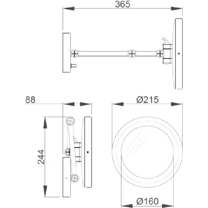 Косметичне дзеркало Nofer Vanity 08006.B хром