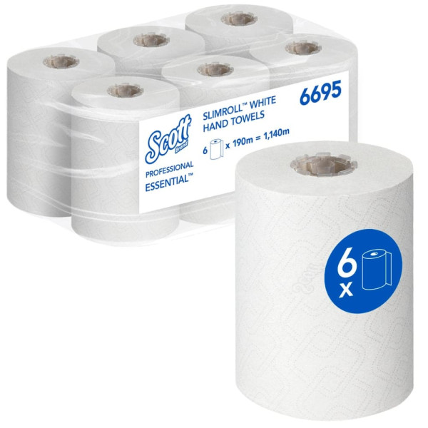Полотенца в рулонах Scott Essential Slimroll белые 1 слой 190 м 1 рул