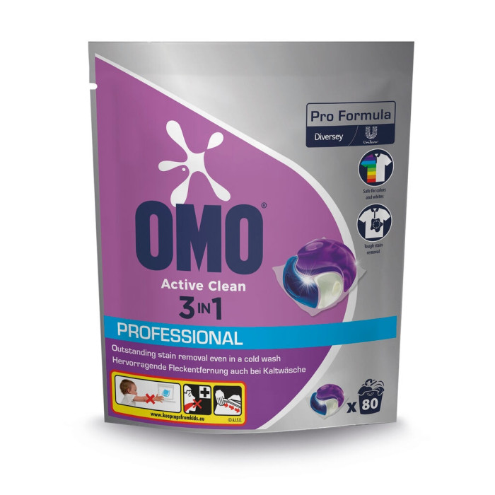 Капсулы 3 в 1 для белых и цветных тканей 80 шт. Professional Active Clean 3in1