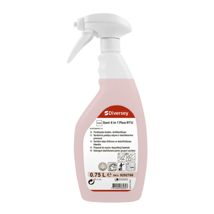 Засіб 4 в 1 для миття дезінфекції та очищення санвузлів 750 мл Taski Sani 4in1 Plus