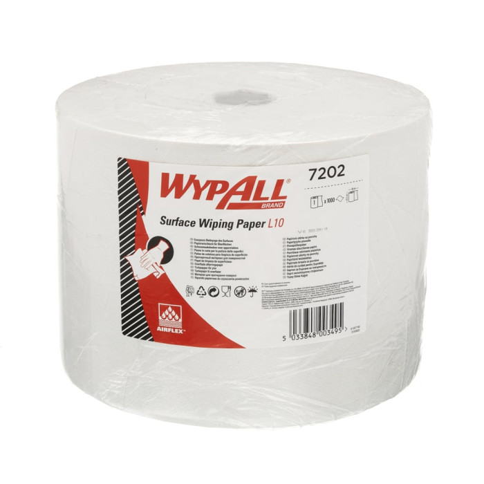 Папір для протирання в рулонах Kimberly-Clark WypAll L10, білий, 1 шар, 380 м, 1000 листів, 1 рулон