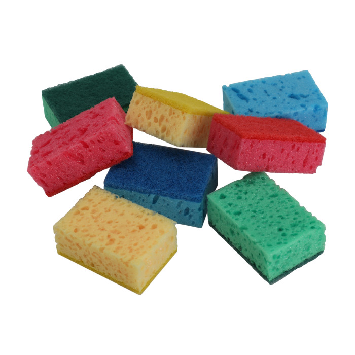 Губки для кухни микс цвета с абразивом 9,5×6,5×3,8 см 8 шт