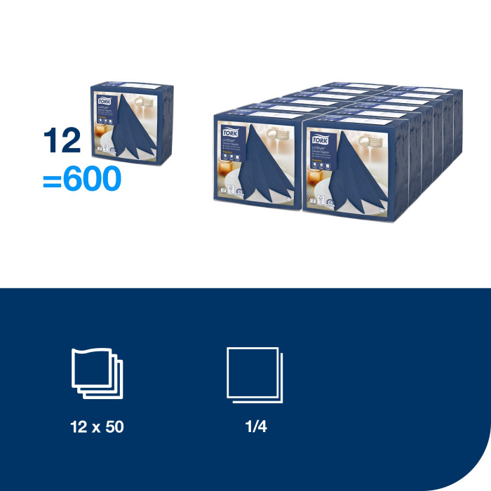Столовые салфетки Airlaid синие 39х39 см для декора 50 шт.
