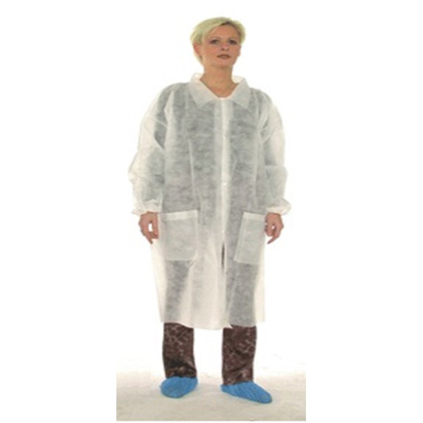 Халат одноразовий на кнопках з відкладним коміром та трикотажним напульсником розмір XL блакитний